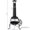 Black Steel Chimenea Wood Burning Fire Pit