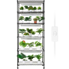 VEVOR DIY Plant Stand with Grow Light, 6-Tier Large Tall Plant Shelf with 192W 5000K Full Spectrum Grow Lights