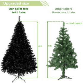 6ft 1600 Branches PVC Christmas Tree Black (Option: Style1)